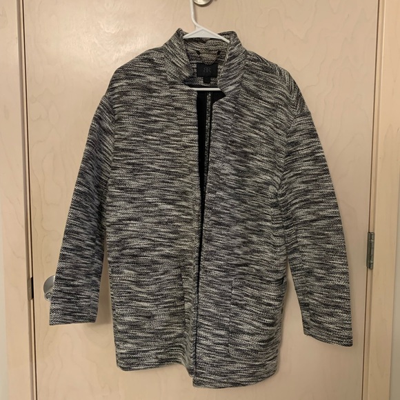 Banana Republic Sweater Jacket, size S, Gray Tweed Scuba Knit Long Sleeve - Picture 6 of 9